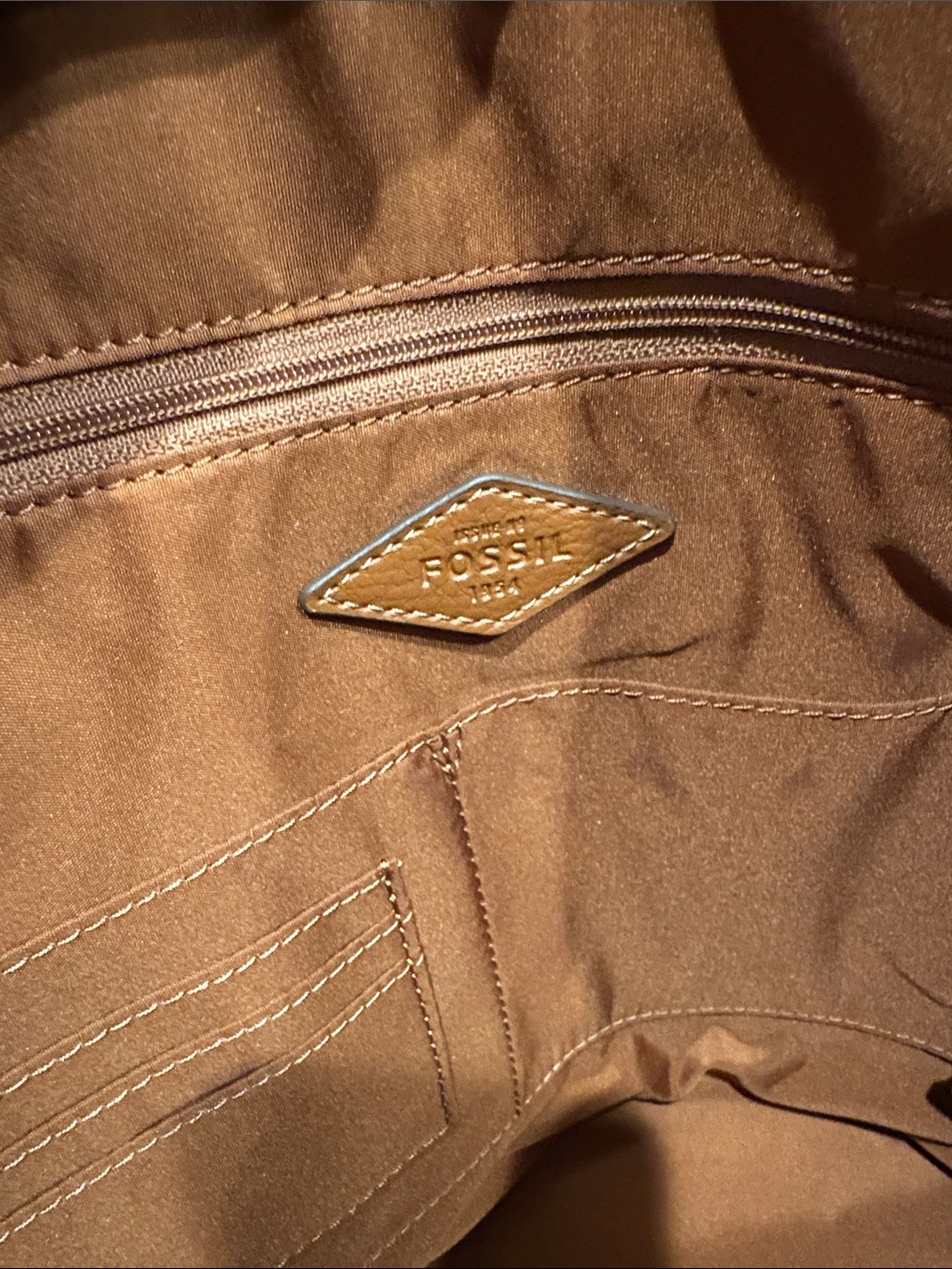 Fossil Leather Tote in Cognac Brown - Picture 5 of 8